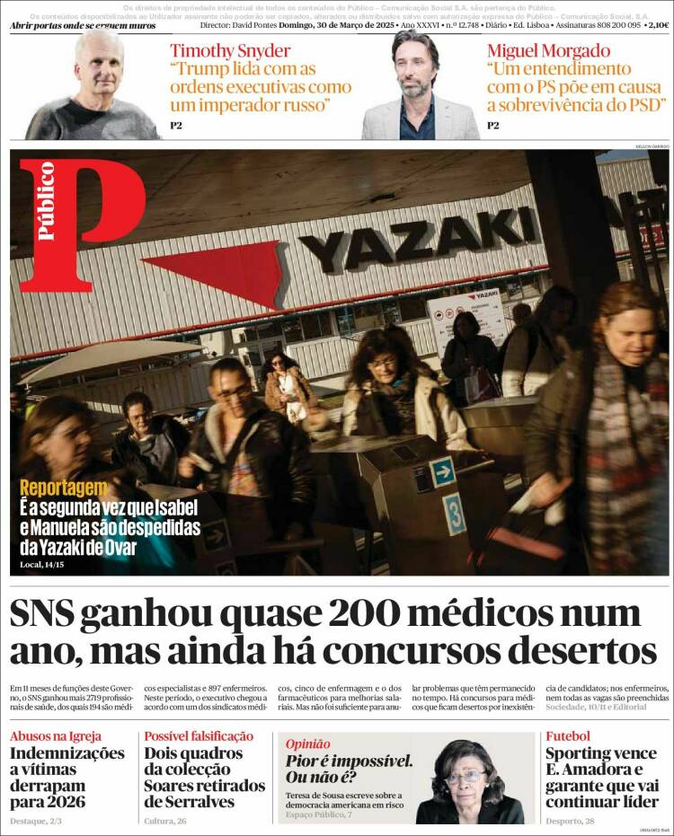 Portada de Público (Portugal)