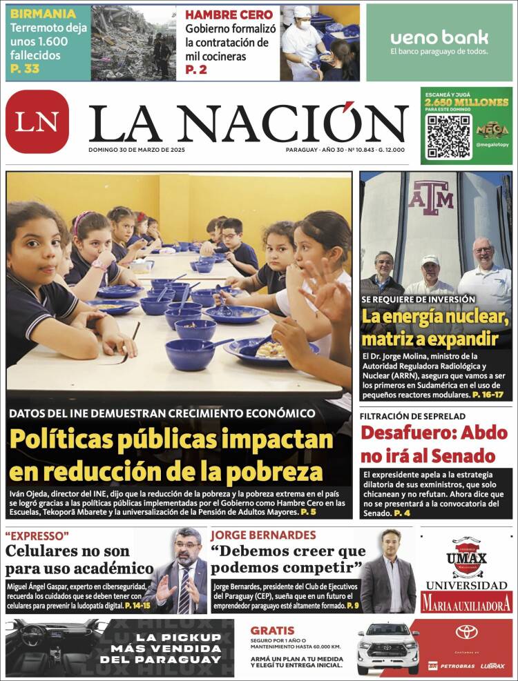 Portada de La Nación (Paraguay)
