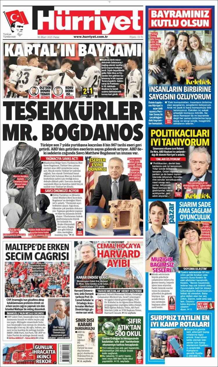 Portada de Hürriyet (Turqu&iacute;a)