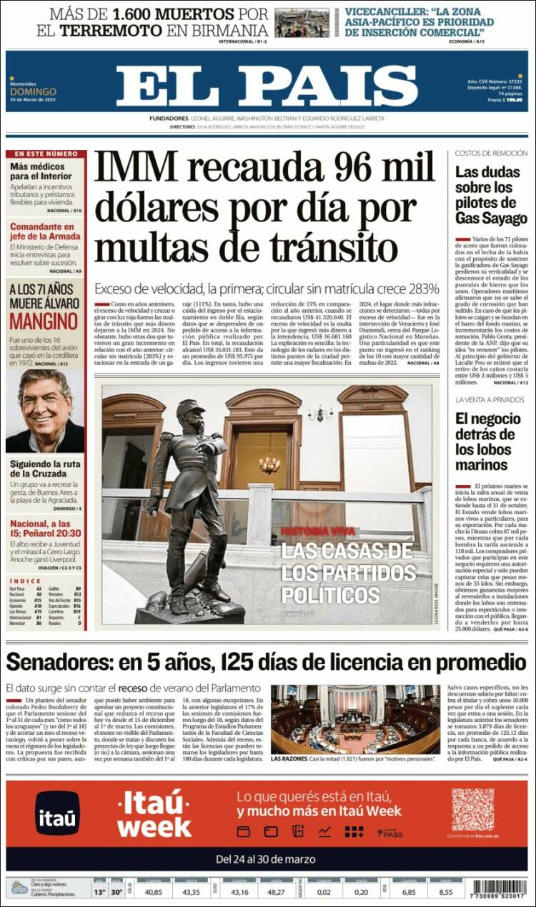 Portada de El País (Uruguay)