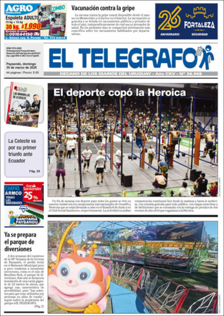 Portada de El Telégrafo (Uruguay)