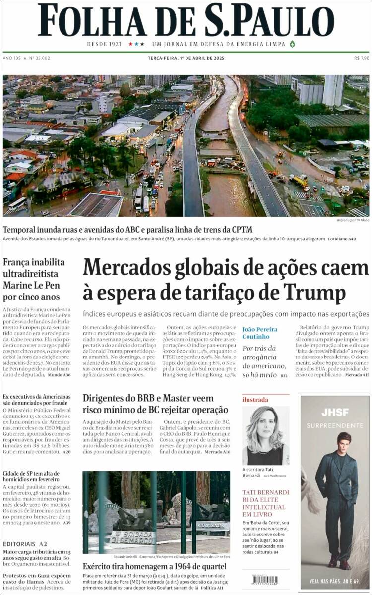 Portada de Folha de São Paulo (Brasil)