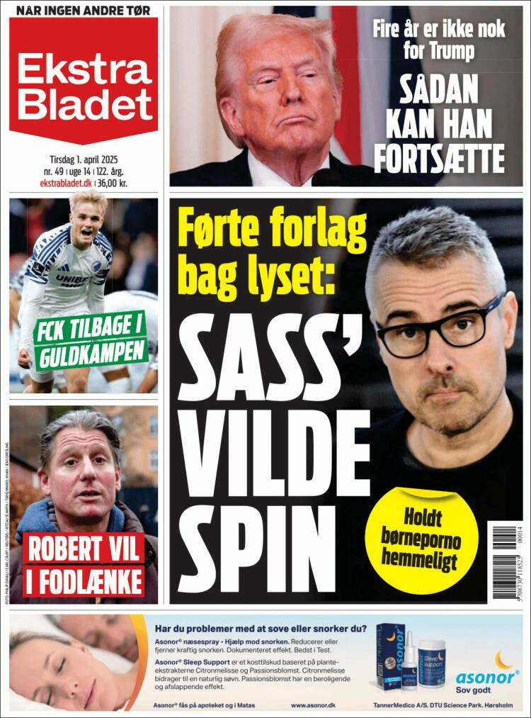 Portada de Ekstra Bladet (Dinamarca)