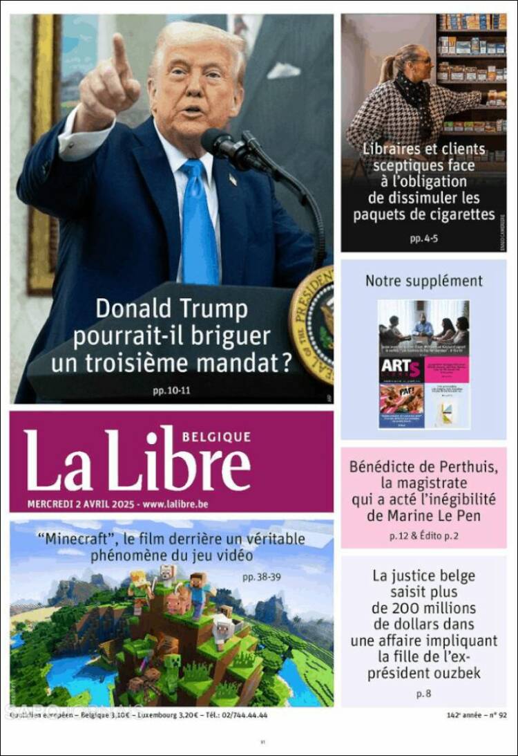 Portada de La Libre.be (Belgique)