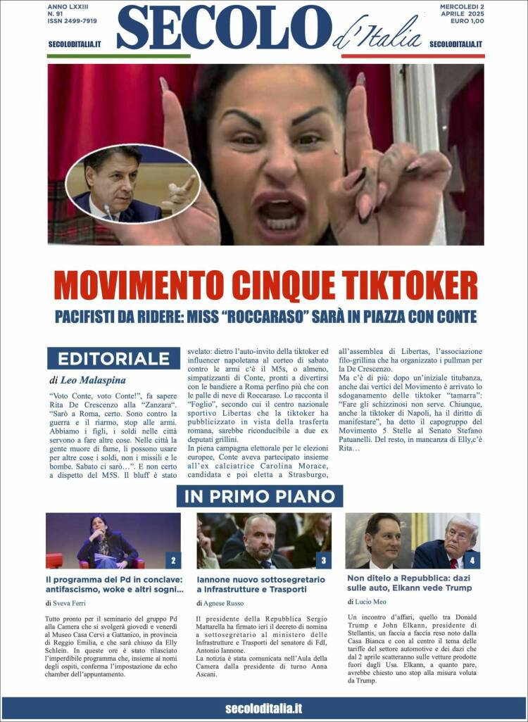 Portada de Secolo d'Italia (Italia)