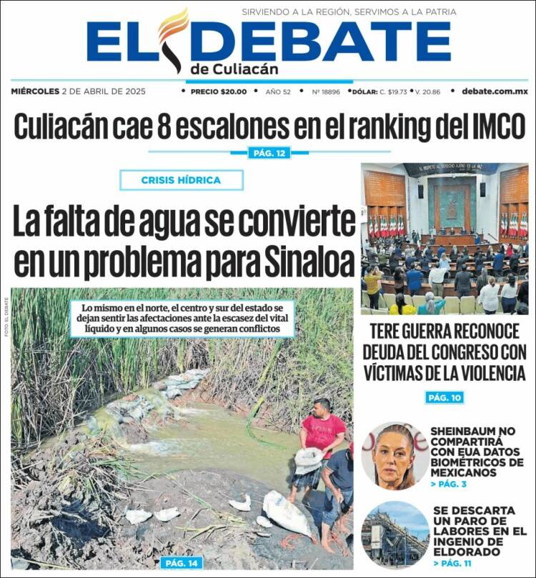 Portada de El Debate de Culiacán (México)