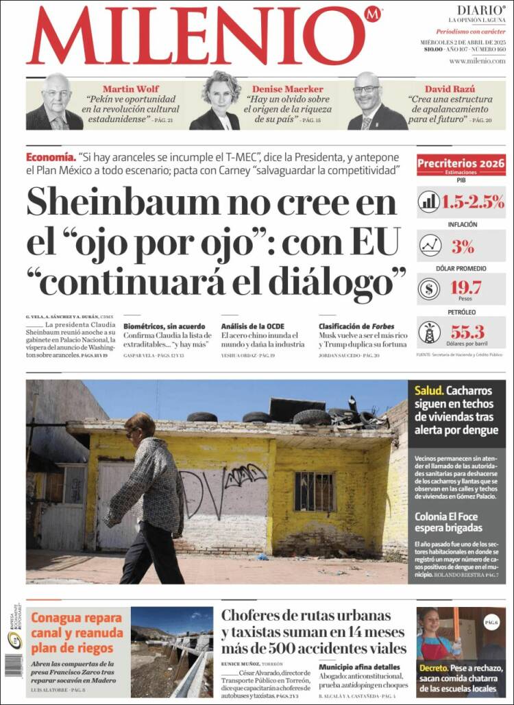 Portada de Milenio - Laguna (México)