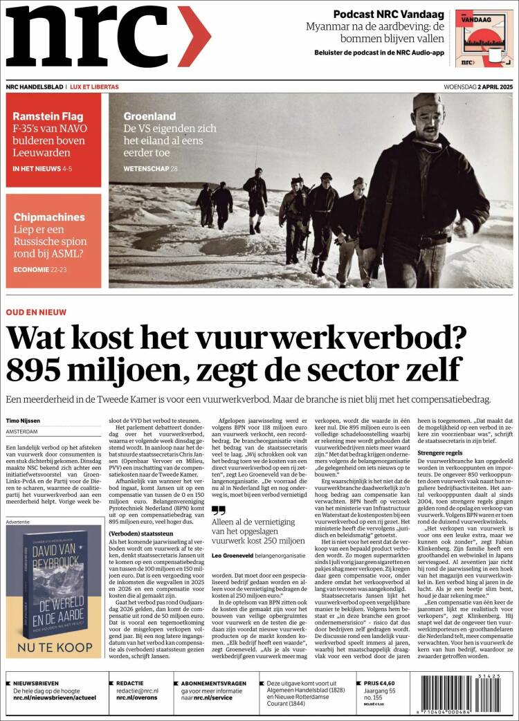 Portada de NRC Handelsblad (Pa&iacute;ses Bajos)