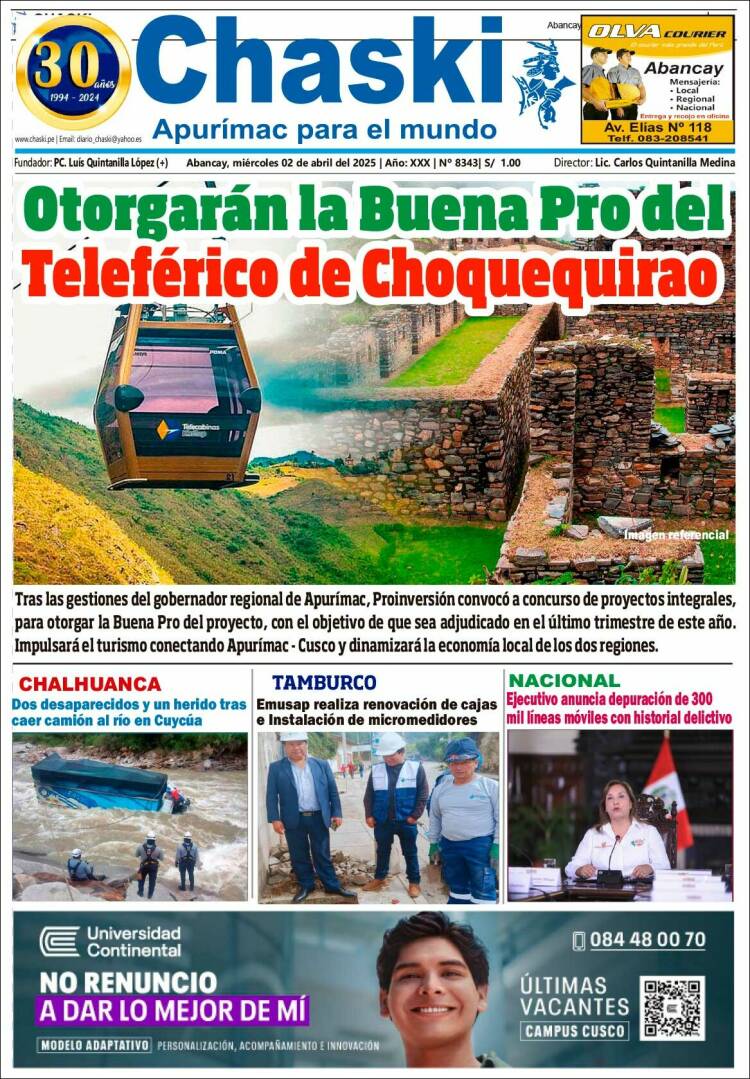 Portada de Diario Chaski (Perú)