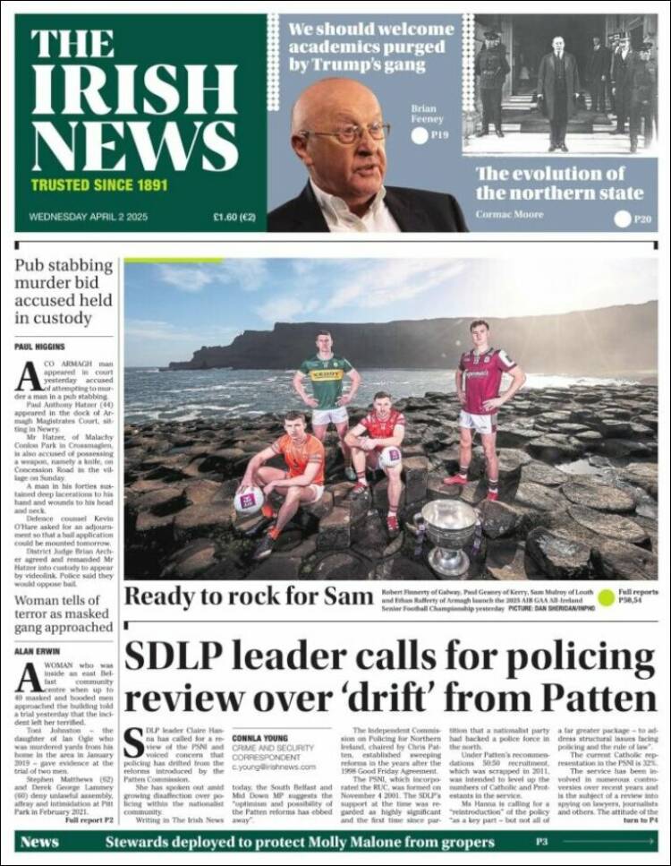 Portada de Irish News (Reino Unido)