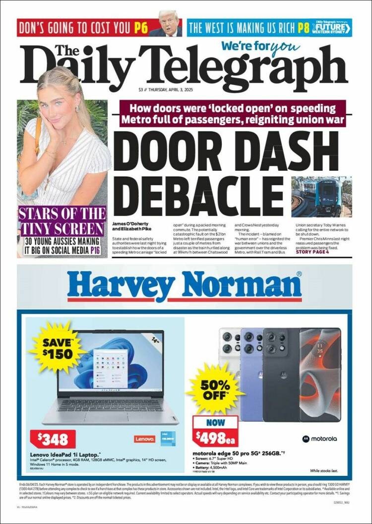 Portada de The Daily Telegraph (Australia)