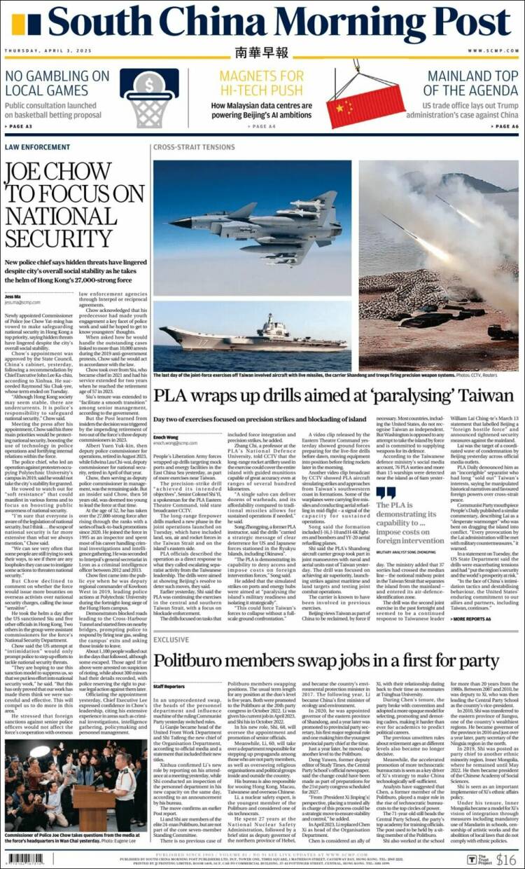 Portada de South China Morning Post (China)