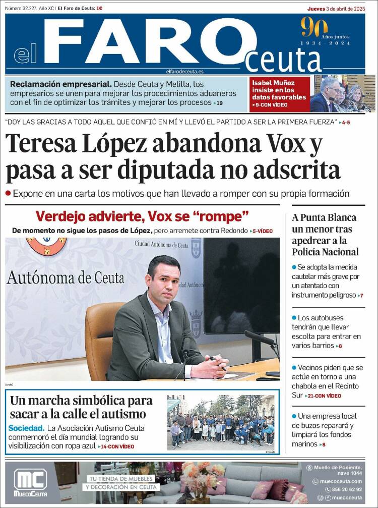 Portada de El Faro de Ceuta (España)