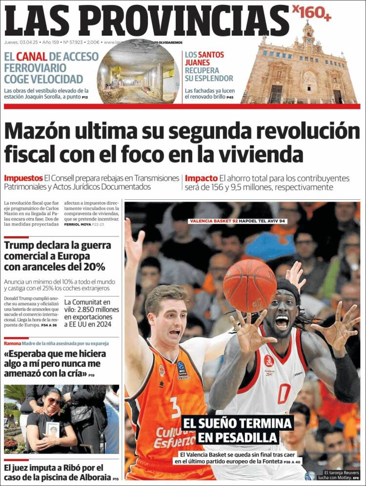 Portada de Las Provincias (España)
