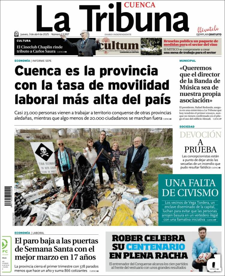 Portada de La Tribuna de Cuenca (España)