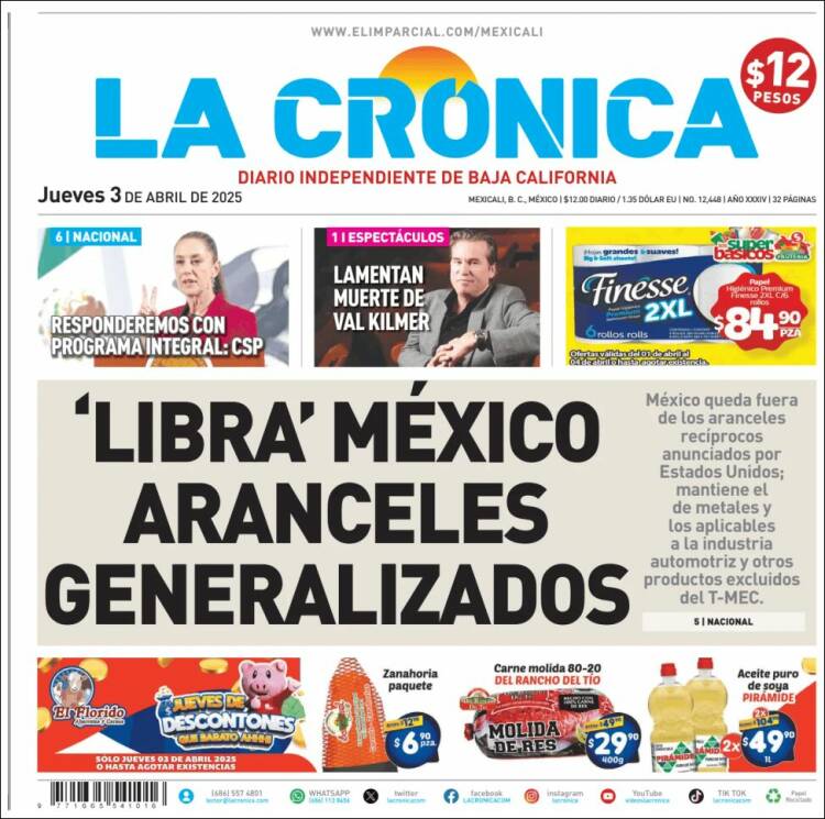 Portada de La Crónica de Baja California (México)