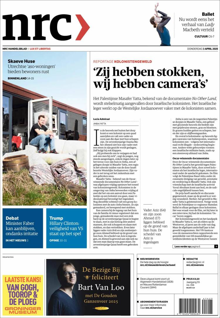 Portada de NRC Handelsblad (Países Bajos)