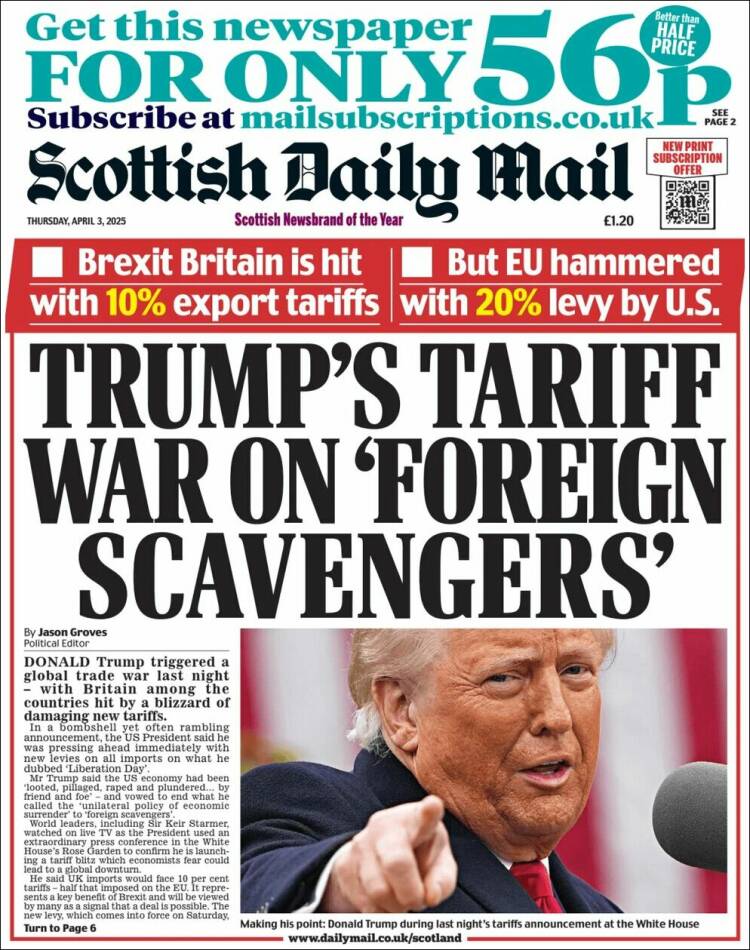 Portada de Scottish Daily Mail (Reino Unido)