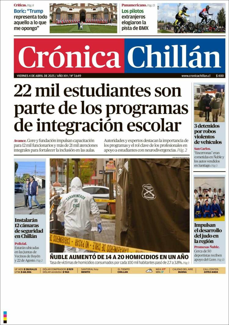 Portada de Crónica Chillán (Chile)