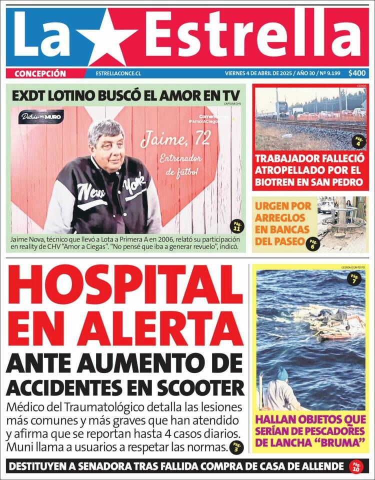 Portada de La Estrella de Concepción (Chile)