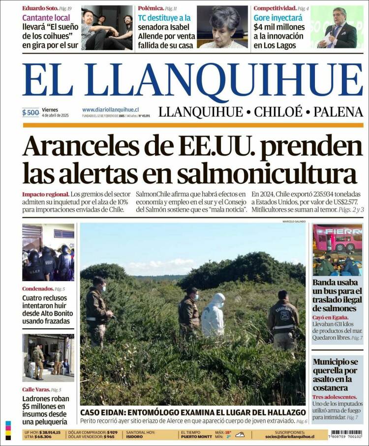 Portada de El Llanquihue (Chile)