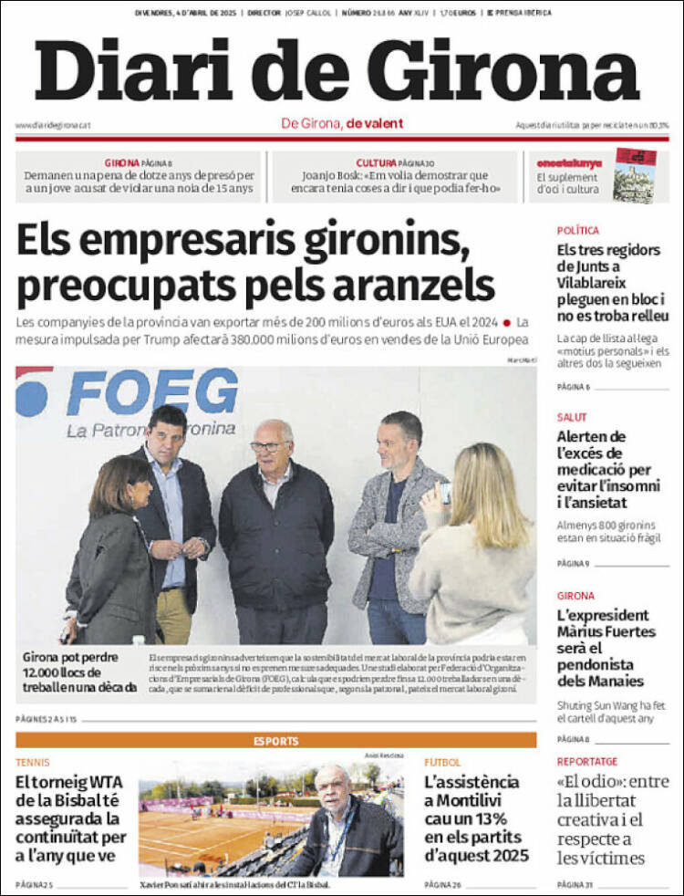Portada de Diari de Girona (España)
