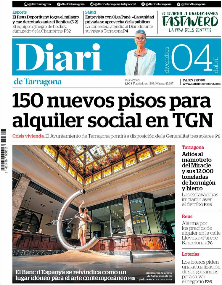 Portada de Diari de Tarragona (España)