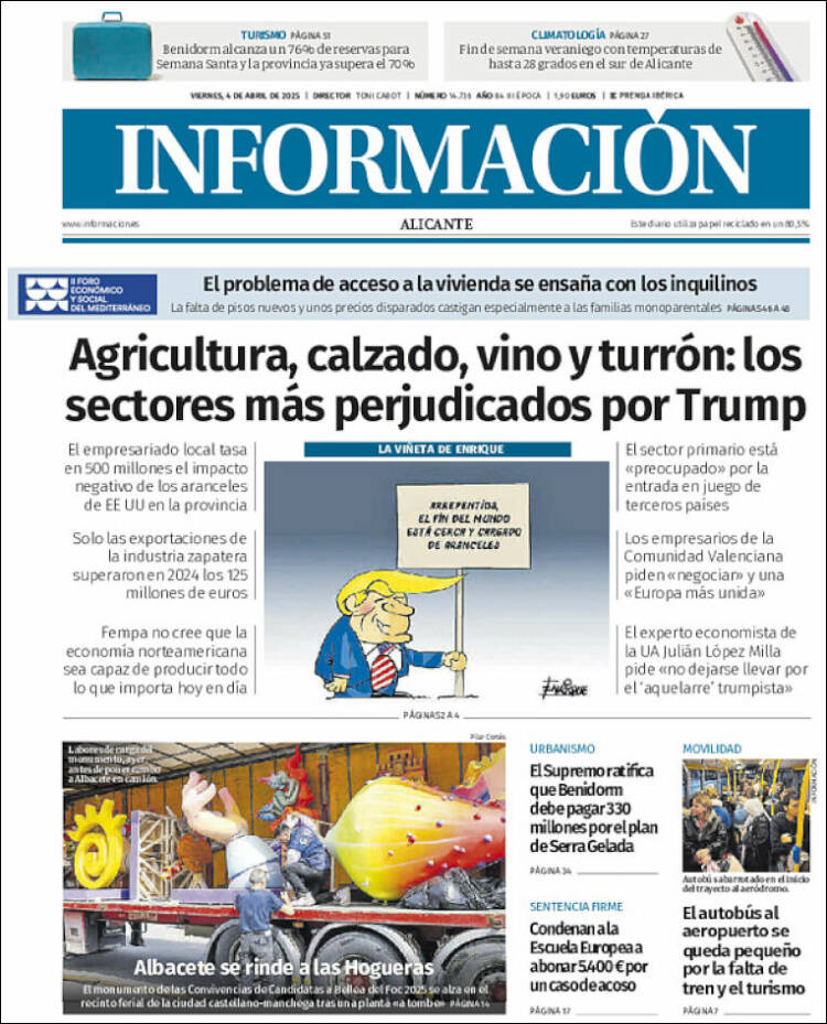 Portada de Diario Información (España)