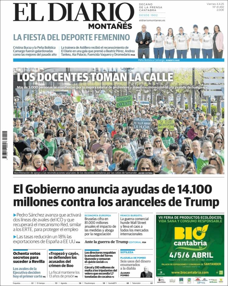 Portada de El Diario Montañés (España)