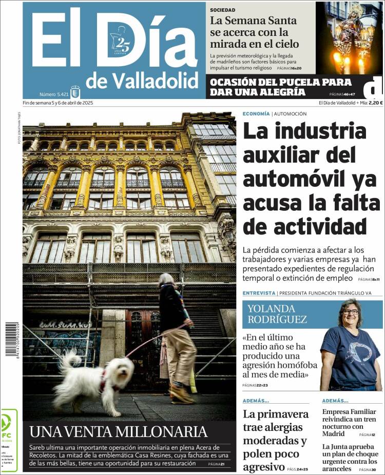 Portada de El Día de Valladolid (España)