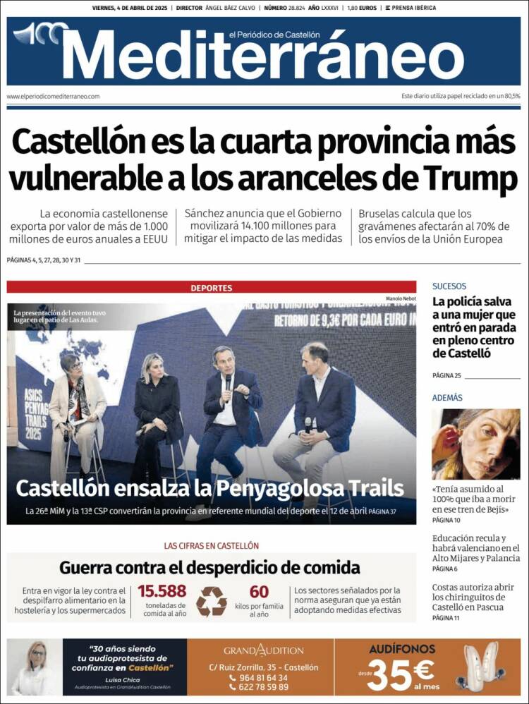 Portada de El Periódico Mediterraneo (España)