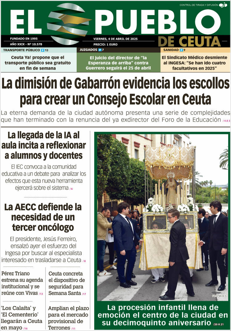 Portada de El Pueblo de Ceuta (España)