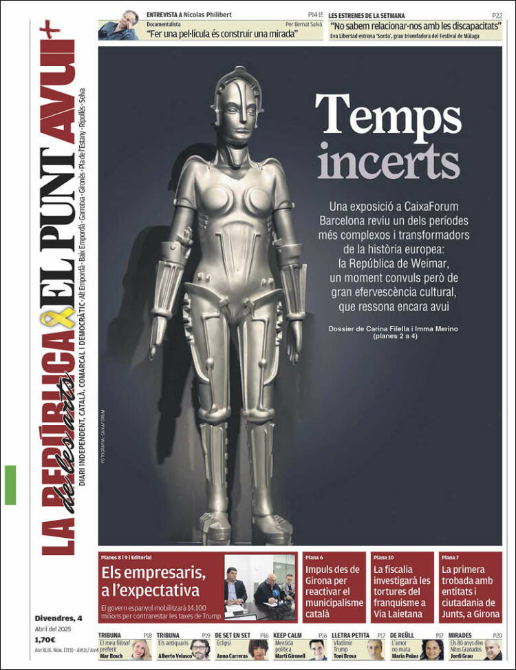 Portada de El Punt Avui - Girona (España)