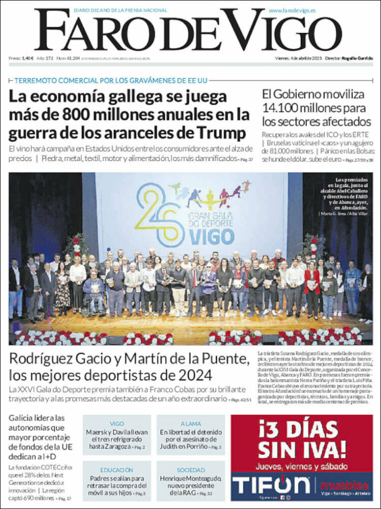 Portada de Faro de Vigo (España)