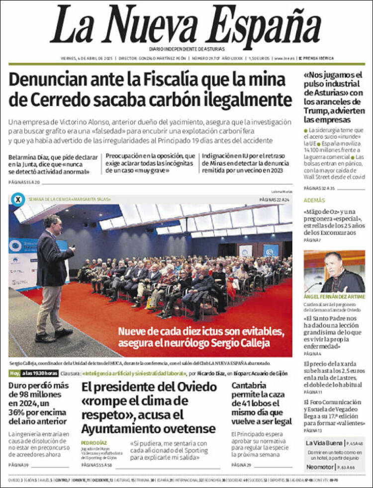 Portada de La Nueva España (España)