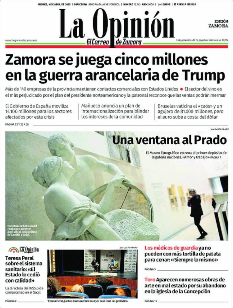 Portada de La Opinión - El Correo de Zamora (España)