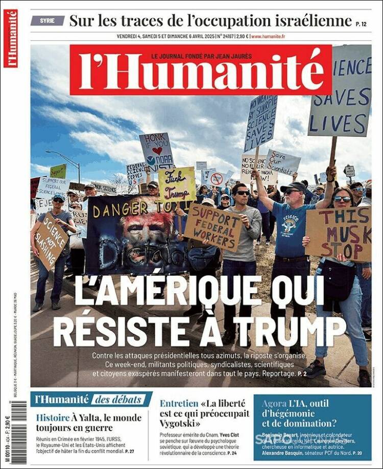 Portada de l'Humanite (France)