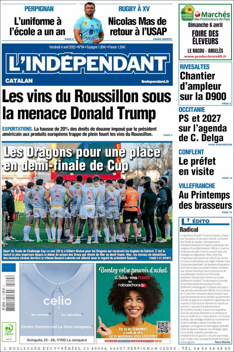Portada de Le Indépendant (Francia)