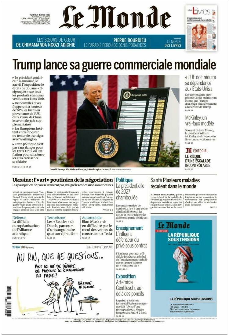 Portada de Le Monde (France)