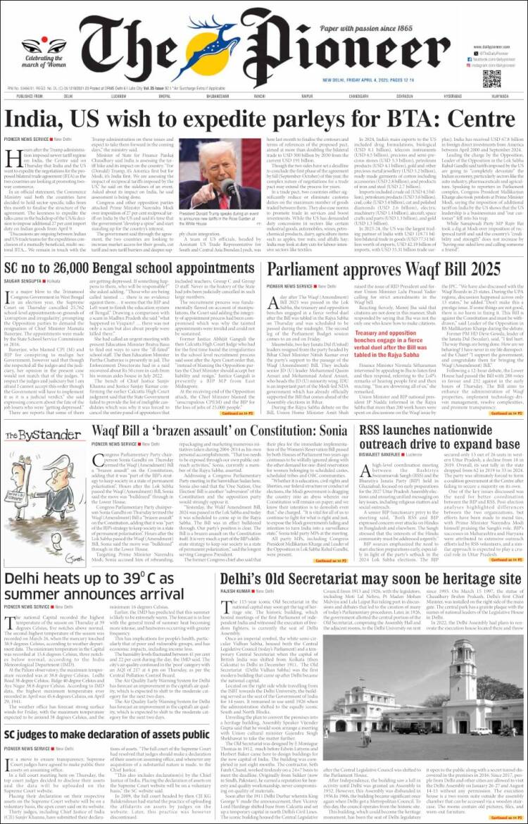 Portada de The Pioneer (India)