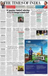 Portada de The Times of India (India)