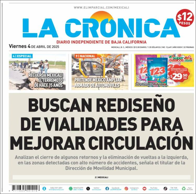 Portada de La Crónica de Baja California (México)