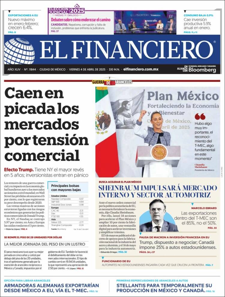 Portada de El Financiero (México)