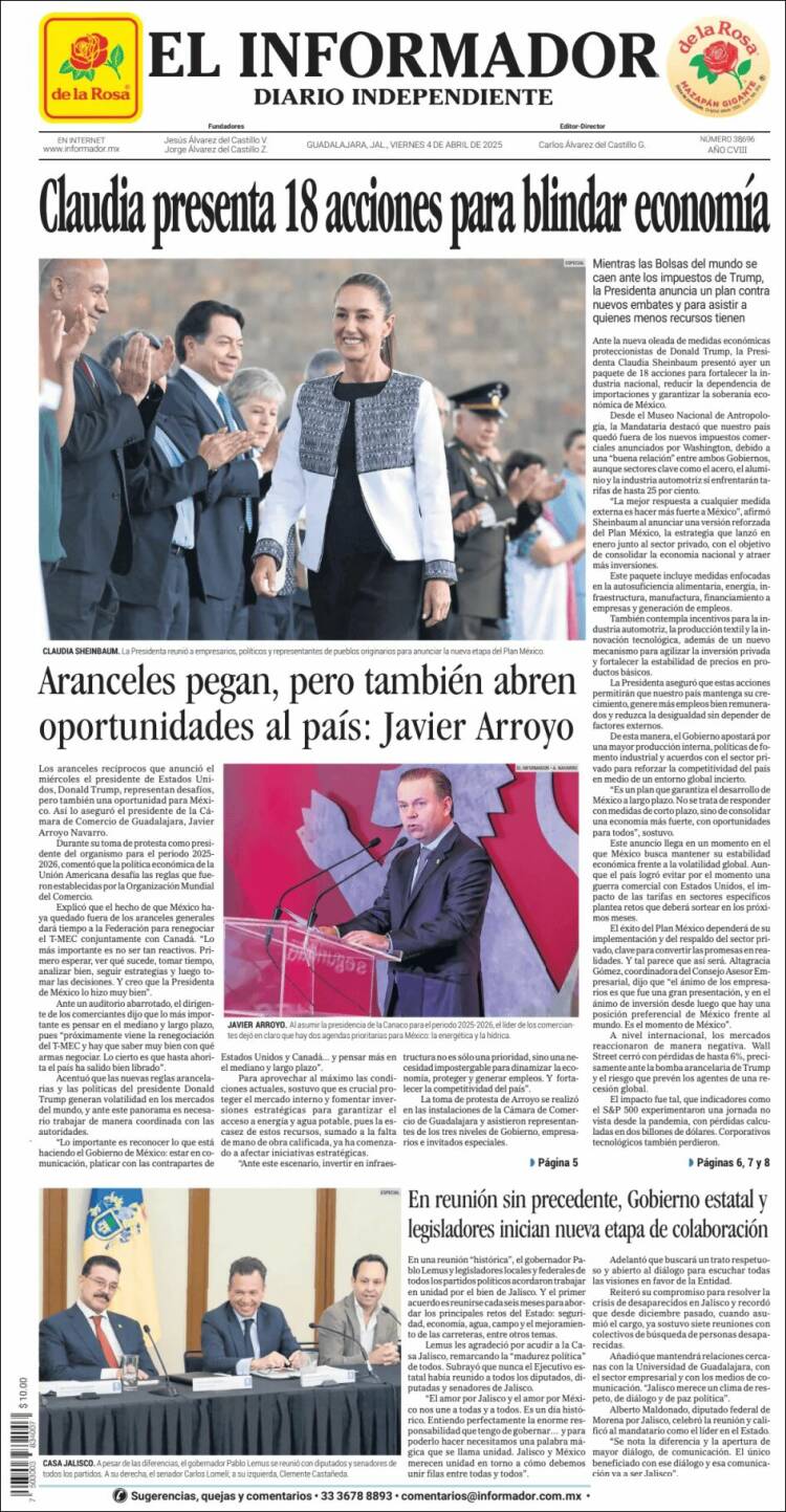 Portada de El Informador (México)