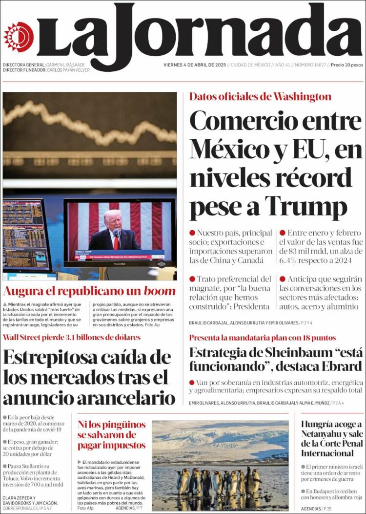 Portada de La Jornada (México)
