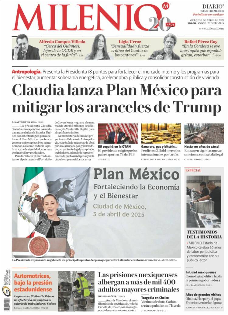 Portada de Milenio - Estado de México (México)