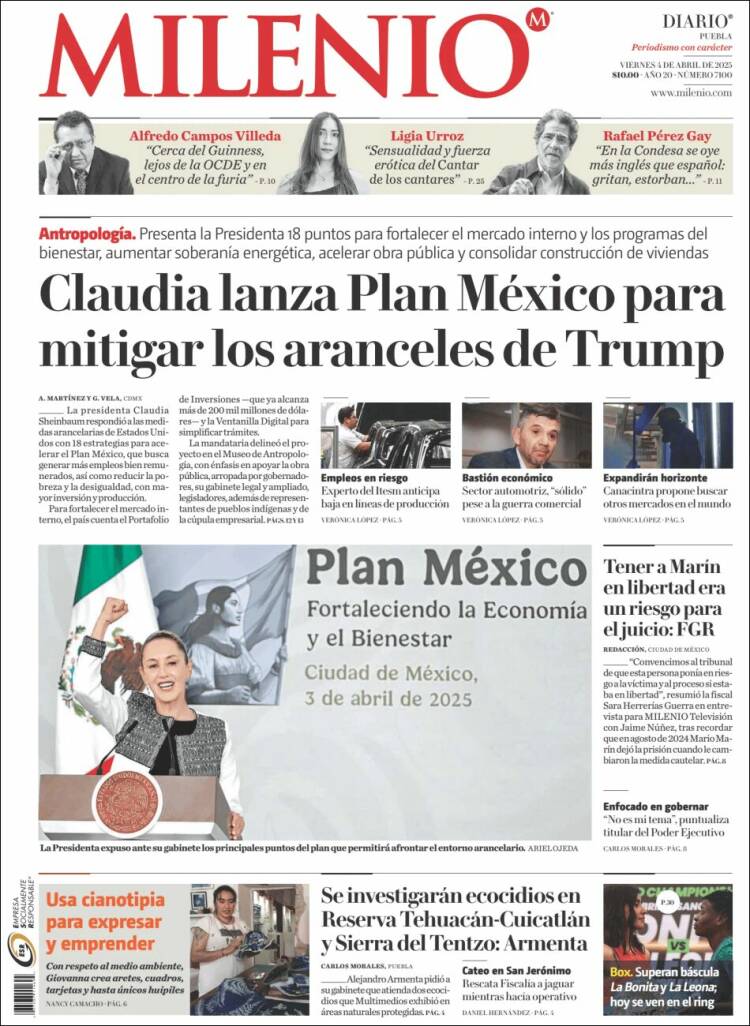 Portada de Milenio de Puebla (México)