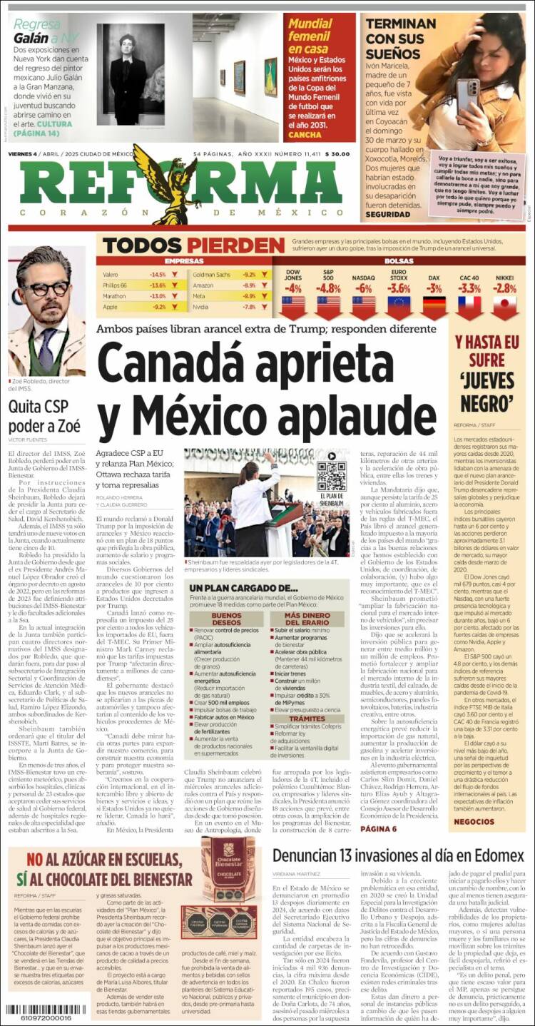Portada de Reforma (México)