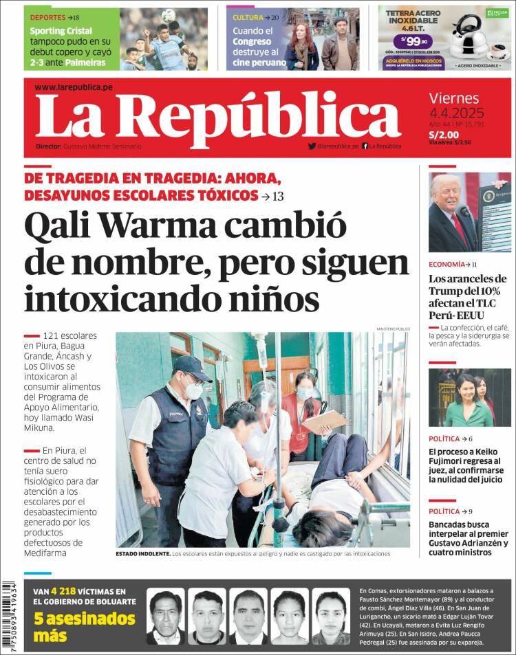 Portada de La Republica (Perú)
