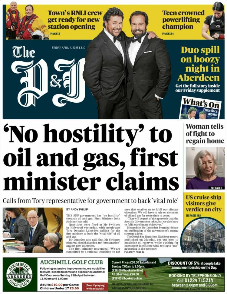 Portada de The Press and Journal (Reino Unido)